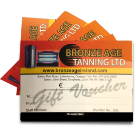 Buy Bronze Age Tanning gift vouchers from Bronze Age Tanning Limited, Letterkenny, Co. Donegal, Ireland; the perfect gift for Christmas, Birthdays or all occasions